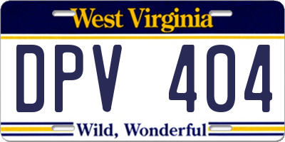 WV license plate DPV404