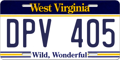 WV license plate DPV405