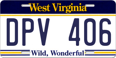 WV license plate DPV406