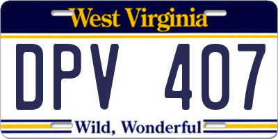 WV license plate DPV407