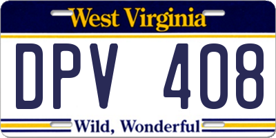 WV license plate DPV408