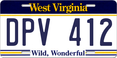 WV license plate DPV412