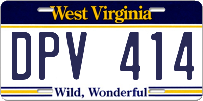 WV license plate DPV414