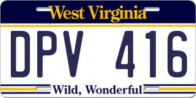 WV license plate DPV416