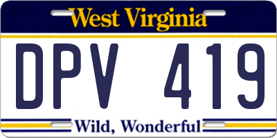 WV license plate DPV419