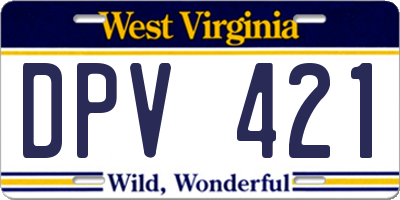 WV license plate DPV421