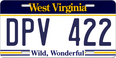 WV license plate DPV422