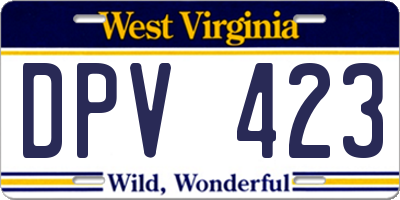 WV license plate DPV423