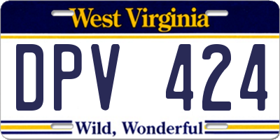 WV license plate DPV424