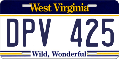 WV license plate DPV425