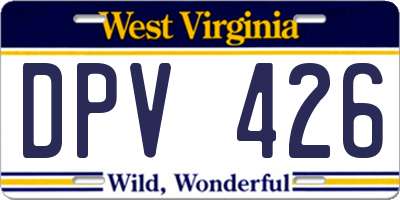 WV license plate DPV426
