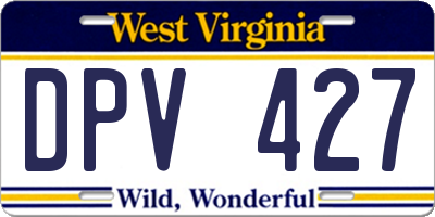 WV license plate DPV427