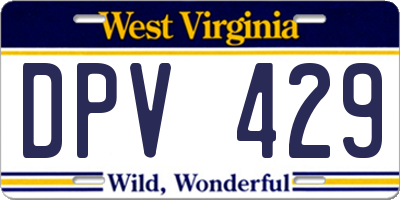 WV license plate DPV429
