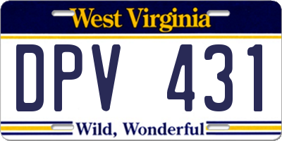WV license plate DPV431