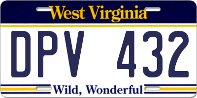 WV license plate DPV432