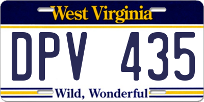 WV license plate DPV435