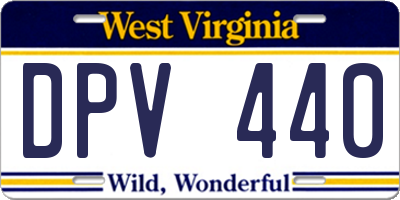 WV license plate DPV440