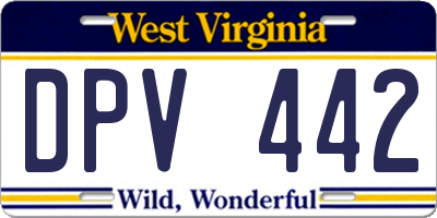 WV license plate DPV442