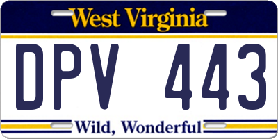 WV license plate DPV443