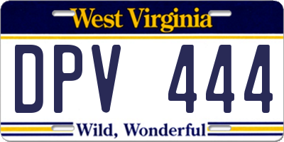 WV license plate DPV444