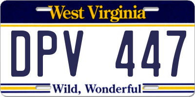 WV license plate DPV447