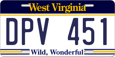 WV license plate DPV451