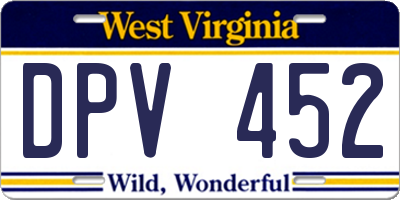 WV license plate DPV452