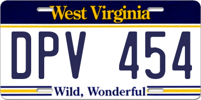 WV license plate DPV454