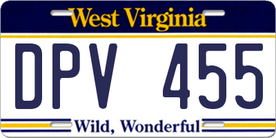 WV license plate DPV455