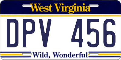 WV license plate DPV456