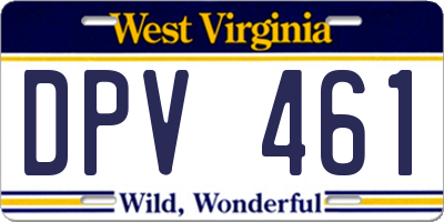 WV license plate DPV461