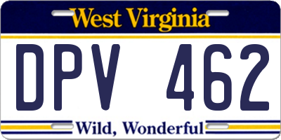 WV license plate DPV462