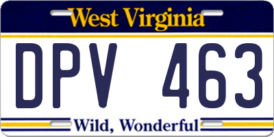 WV license plate DPV463