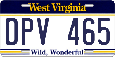 WV license plate DPV465