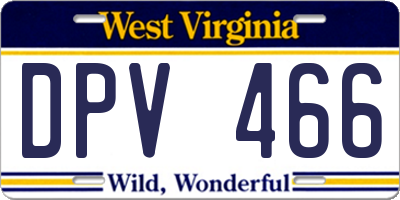 WV license plate DPV466