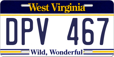 WV license plate DPV467