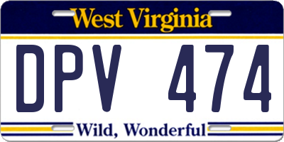 WV license plate DPV474