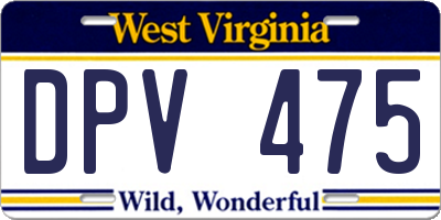 WV license plate DPV475
