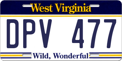 WV license plate DPV477