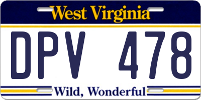 WV license plate DPV478