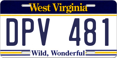 WV license plate DPV481