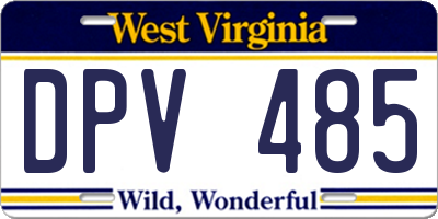 WV license plate DPV485