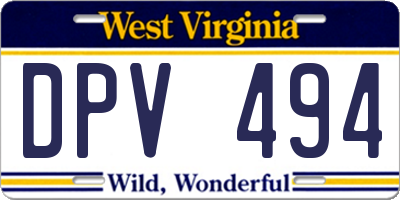 WV license plate DPV494