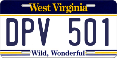 WV license plate DPV501