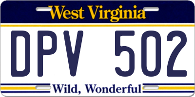 WV license plate DPV502