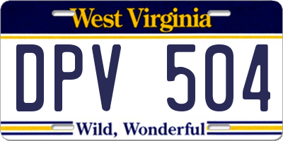 WV license plate DPV504