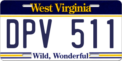 WV license plate DPV511