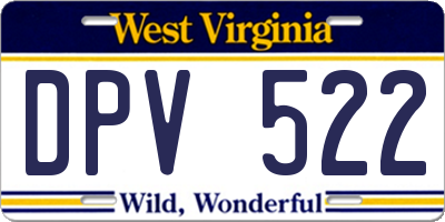 WV license plate DPV522
