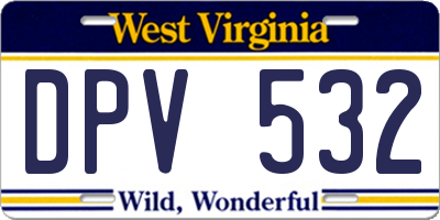 WV license plate DPV532