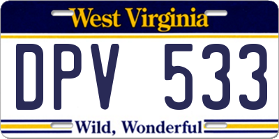 WV license plate DPV533